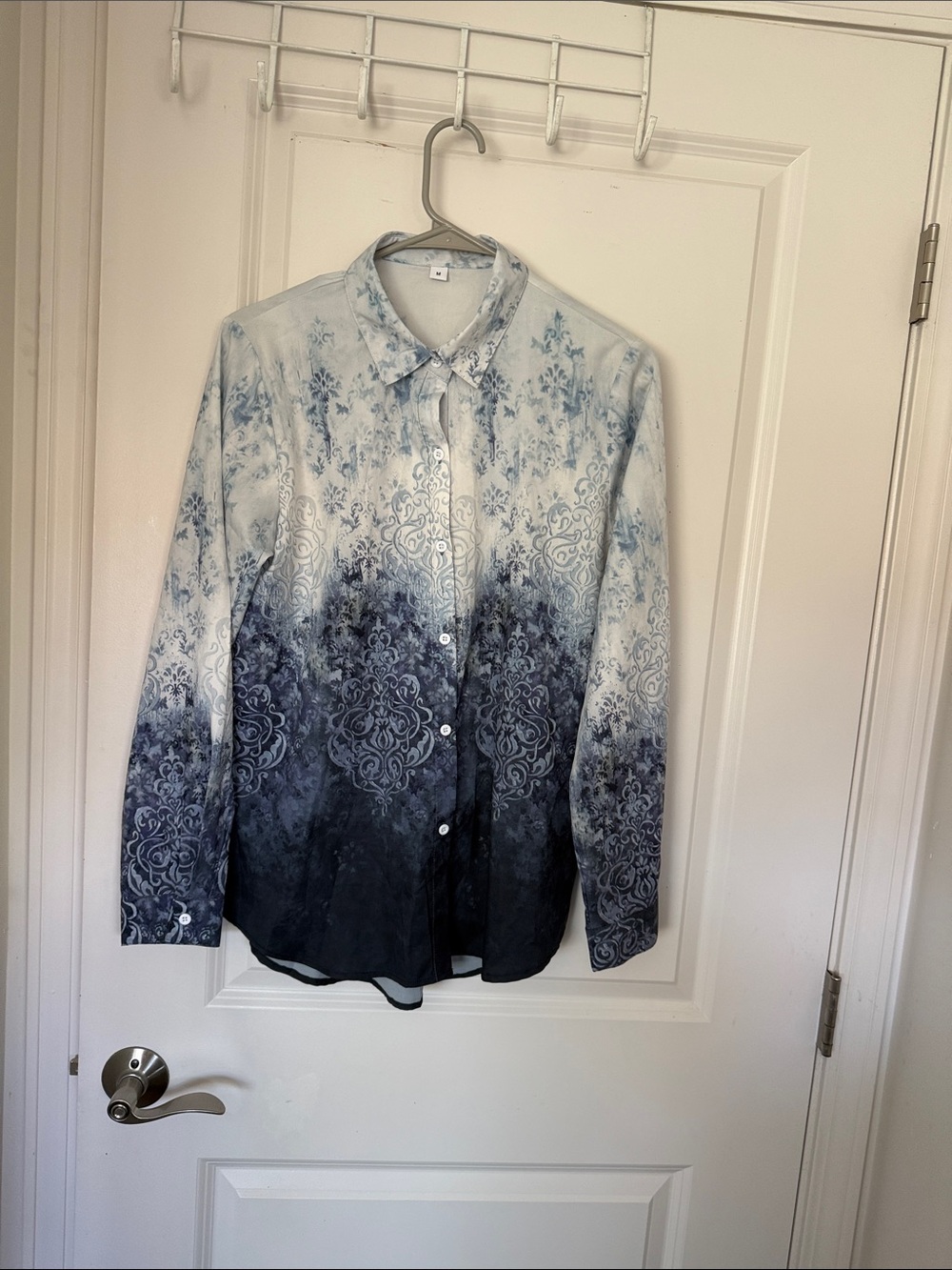 Ombre Paisley Button-Up shirt in Blue and White